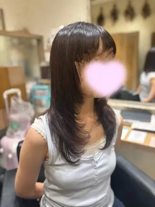 セミロング 透明感ツヤカラー/ 縮毛矯正/静岡のヘアスタイル