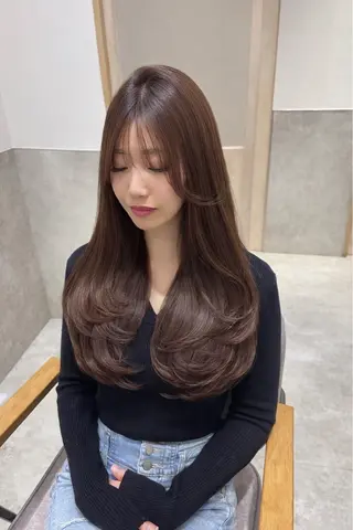 ロング カラー ✨ブリーチ無し 透明感HIDEのヘアスタイル