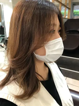 ミディアム 縮毛矯正/髪質改善 白髪ぼかし/裕香のヘアスタイル