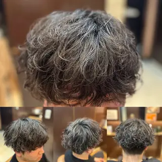 ミディアム パーマ メンズ 根尾 海咲のヘアスタイル