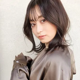 カラー ミディアム 韓国風レイヤーカット 上手く丁寧早い/マツのヘアスタイル