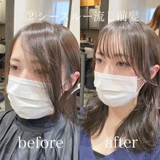 セミロング カラー 岩崎 昭憲のヘアスタイル