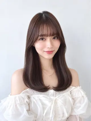 セミロング 顔周り/くびれヘア 韓国ヘア💕風間るなのヘアスタイル