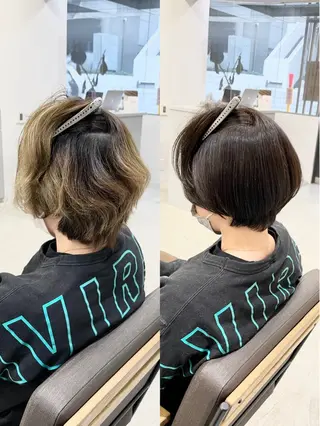 ショート カラー パーマ 生艶髪＆レイヤー🔔 渋谷お薦めNo.1✨のヘアスタイル