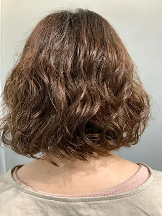 ミディアム パーマ ヘアアレンジ ボブパーマコテ巻き風 パーマNo1深江秀平のヘアスタイル