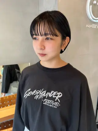 ショート 縮毛矯正ボブ&顔まわ レイヤー♡TOMOEのヘアスタイル