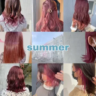 セミロング カラー ヘアアレンジ なつき/艶ピンク/ girly hairのヘアスタイル
