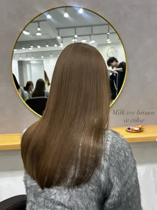 ロング カラー ヘアアレンジ ブリーチなしカラー/ ブラウン/レイヤーのヘアスタイル