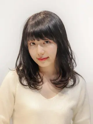 セミロング パーマ 髪質改善🌈縮毛矯正 荻原 達矢のヘアスタイル