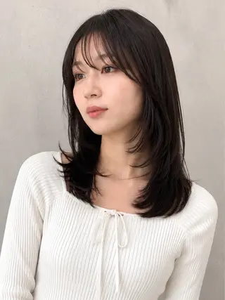ミディアム カラー 池袋/小顔レイヤー/ 顔まわり/taigaのヘアスタイル