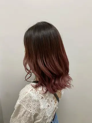 セミロング カラー ヘアアレンジ 韓国風ベージュ🤎 赤みなし🌿横浜🤎のヘアスタイル