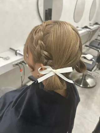 ミディアム ヘアアレンジ 🎀HARU/ボブ/ セット/赤み消し🫧のヘアスタイル
