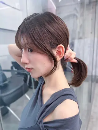ミディアム 【顔まわりレイヤー透 明感カラー今崎太河】のヘアスタイル