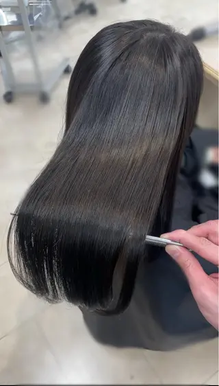 ロング シャドウパーマ／骨格 矯正カット　トモキのヘアスタイル