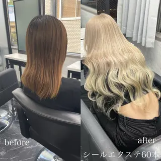 ロング カラー エクステ🩵ブリーチ 韓国ヘア🩵KAEのヘアスタイル