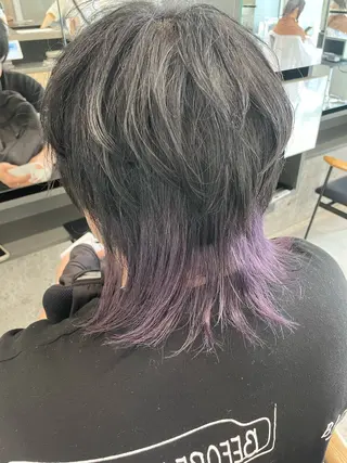 ミディアム カラー インナーカラー 推し ブリーチ 髪質改善のヘアスタイル