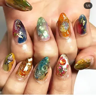 ネイル 渋谷／チップ長さ出し 👑アプレgel-xのネイルデザイン