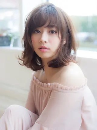 ミディアム カラー パーマ ヘアアレンジ 髪質改善/韓国風 レイヤー/田村祐樹のヘアスタイル