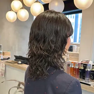 セミロング パーマ ボブ 韓国レイヤー しょうきのヘアスタイル