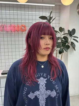ミディアム カラー ヘアアレンジ 夕羽夢🍓矢場/ JILLSTUDIOのヘアスタイル