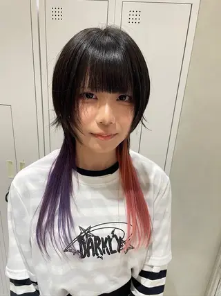 ミディアム カラー デザインカラー/ ヘアアレンジ/りりかのヘアスタイル