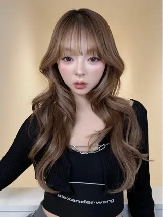 ロング リコ ハッシュカット 韓国レイヤーのヘアスタイル