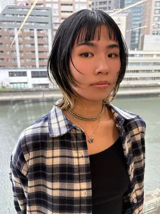 ミディアム カラー 似合わせカット レイヤー/ボブのヘアスタイル