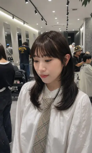 ロング 神戸レイヤーカット 顔周り／骨格診断のヘアスタイル
