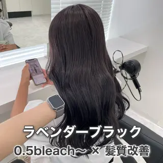 ロング カラー ラベンダー💜 グレージュ🩶のヘアスタイル