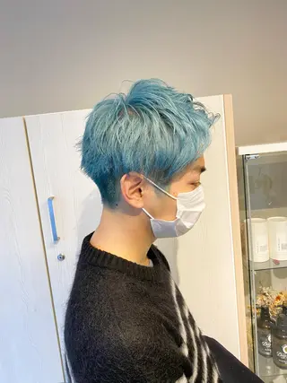ショート カラー メンズ ハイトーン×似合わせ 🌱中川慎之介のヘアスタイル