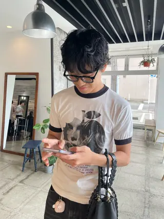 ショート パーマ メンズ 熊崎 葵のヘアスタイル