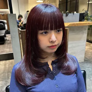 セミロング カラー ヘアアレンジ 渋谷🤍ハイトーン 🤍ボブ🤍FUMUのヘアスタイル