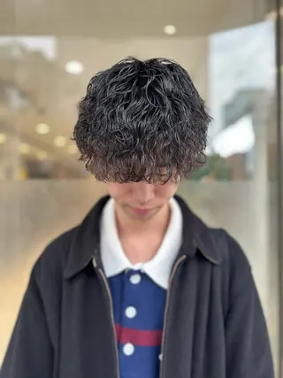 ショート パーマ メンズ メンズハイライト × perm Runoのヘアスタイル