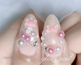 ネイル エツメ💅 長さ出し🎀デザインのネイルデザイン