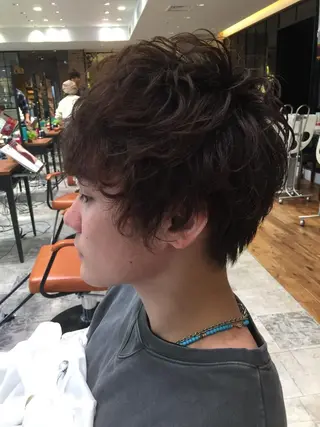 ショート カラー パーマ メンズ Soleria 田中慎一のヘアスタイル