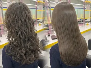 ロング ブリーチ縮毛矯正加藤 赤み無し透明感ヘアのヘアスタイル