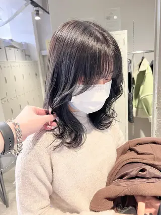 ミディアム カラー パーマ ヘアアレンジ メンズ キッズ ネイル マツエク・マツパ アイブロウ 上品＆韓国風 🥀海心🥀のヘアスタイル