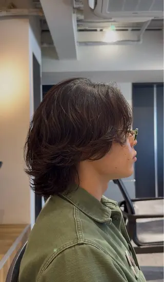 ミディアム パーマ メンズ 大阪茶屋町 メンズカット関田拳のヘアスタイル
