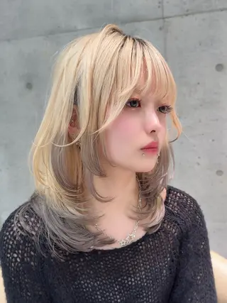 ミディアム カラー レイヤーダブルカラー KYONのヘアスタイル