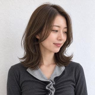 ミディアム カラー 銀座/モテ🤍垢抜け レイヤー/あさみのヘアスタイル