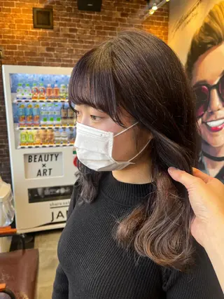 セミロング カラー パーマ ヘアアレンジ メンズ キッズ ネイル マツエク・マツパ アイブロウ 久木原 ゆりのヘアスタイル