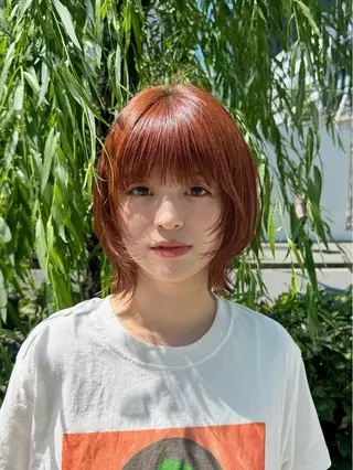 ミディアム カラー 暖色/ブリーチカラー 🍊 yu-na.のヘアスタイル