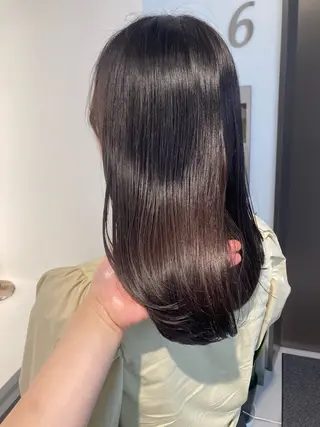 ミディアム ✨色持ちの良い艶 カラー✨蟹江真世のヘアスタイル