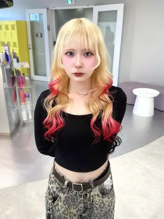 ロング カラー RIHO🎀栄 ハイトーン×顔周りのヘアスタイル