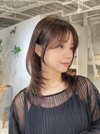 セミロング カラー 顔周りレイヤー꙳⋆ ミディアム⌇SAKIのヘアスタイル