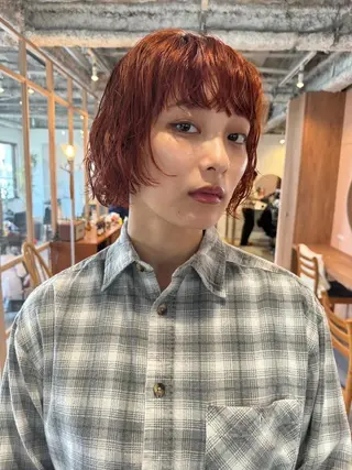 ミディアム カラー パーマ CEINEloq 学芸大学のヘアスタイル