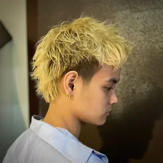 ショート カラー メンズ ハッシュ・ウルフ🐺 小顔レイヤー松山直史のヘアスタイル