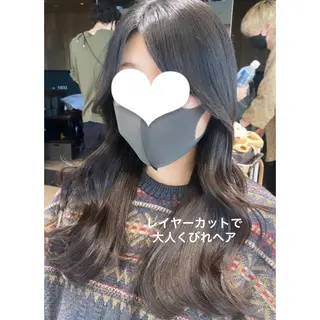 セミロング カラー 🍼顔周りカット/ レイヤー/小川華奈のヘアスタイル