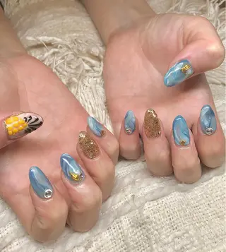 ミディアム カラー パーマ ヘアアレンジ キッズ ネイル マツエク・マツパ el. by Aoのネイルデザイン