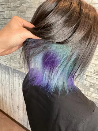 カラー セミロング 派手髪/ハイトーン/ エクステ✨ユウキのヘアスタイル